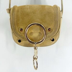 See by Chloe Cream Mara Mini Suede Saddle Crossbody Bag
